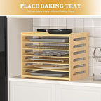 7 Tier Large Size Wooden Tray Dividers for Cabinet, Kitchen Cabinet Tray Divider for Pans, Storing pans, Baking trays, Cutting Board