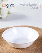 14 OZ (16 OZ MAX) White Opal Glass Cereal Bowl Set of 6, 6.5 inch Dishwasher & Microwave Safe Round Bowls for Soup, Salad and Rice