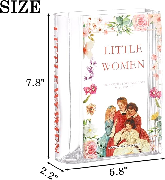 Book Vase for Flowers, Glass Book Vase, Book Flower Vase, Clear Book Vase, Book Shaped Vases, A Book About Flowers Vases for Bedroom, Living Room, Office, Bookshelf (Women)
