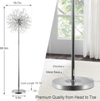 Airposta Crystal Floor Lamp - Elegant Standing Lamp, 69" Tall, Modern Design, 32 Firework Crystal Harnesses, Chrome Finish
