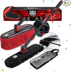 2In1 Brush And Duster For Car Exterior,Chenille Car Wash Brush Mop*1PC,Wax Cotton Car Duster Mop*1PC Remove Dust,Freely Switch A Retractable Black Steel Pole,Car Cleaning Supplies For Truck Rv Boat