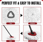 9Pcs Spin Mop Replacement Heads, White Large 360° Easy Wring Spin Mop Head 100% Microfiber Refill, Easy Cleaning Spin Mop Head, Deep Clean, Machine Washable for Easy House Cleaning Floor Mopping