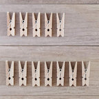 Mini Clothespins, Mini Clothes Pins for Photo, 100 Pack Wooden Small Clothes Pin with 32 FT Jute Twine String, Tiny Decorative Clothespin for Little Baby Shower Photos Clips Pictures Crafts Display