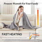 Westinghouse Heated Throw Blanket, Soft Flannel Sherpa Electric Throw with 6 Heating Levels & 2-10 Hours Auto Shut Off, Fast Heating & ETL Certification, Machine Washable, 50x60 Inch, Light Grey