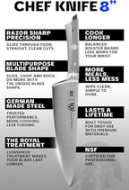 Dalstrong Chef Knife - 8 inch - Gladiator Series - Smoke Grey ABS Handle - Forged High Carbon German Steel - Full Tang Kitchen Knife - w/Sheath - Razor Sharp Cooking Chef's Knife - NSF Certified