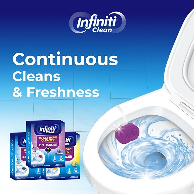 Toilet Bowl Cleaner Rim Hanger, 6 Count Automatic Bowl Toilet Cleaner, Cleans and Freshens Toilet Bowl, Lavender Scent - 7 Month