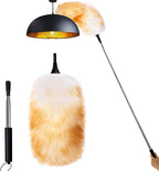 Lambswool Feather Duster with Extension Pole up to 63inch,Extendable Feather Duster Used for Cleaning High Ceiling Fan, High Ceilings,Furniture,Hard to Reach Areas