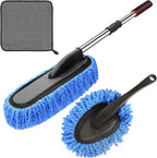 Expandable Car Exterior Duster for Cleaning, Microfiber Interior Scratch-Free Dust Cleaning Brush, Washable RV Cleaning Tool, Essential Car Wash Brush for Car Cleaning Kits. Blue 31 in.