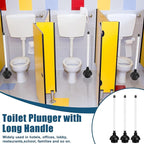 Hushee 4 Pcs Toilet Plunger Bulk Heavy Duty for Bathroom Double Thrust Force Cup Commercial Toilet Bowl Plunger Pump Clogged Solution for Bathroom Hotel Stores