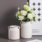 Ceramic Rustic Distressed White Flower Vase for Centerpieces, Kitchen, Office or Living Room (5.9''x8.6”)