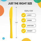 Party Solids Yellow Plastic Knives 200 Pcs Yellow Knives Disposable Utensils Heavy Duty Plastic Cutlery Set Disposable Cutlery Sets Flatware Sets Silverware Set Party Supplies & Party Tableware