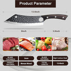 Purple Dragon Kitchen Knife 8 Inch Ultra Sharp Japanese Butcher Knife for Meat Cleaver Vegetable Cutting with Finger Hole Hand Forged High Carbon Steel Chef Knife Gifts for Father Dad