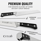 Cutluxe Bread Knife – 8" Serrated Bread Knife for Homemade Bread, Sourdough, Bagel – Razor Sharp High Carbon German Steel Blade for Slicing & Cutting – Ergonomic Handle – Artisan Series