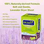 Dr.Easy Dryer Sheets Lavender Plant Based all ingredients for Sensitive Skin 160 Ct 100% Rayon Fabric Softener sheet for laundry No Dyes Reduce Static & Wrinkles Soften Clothes Help Repel Pet Hair