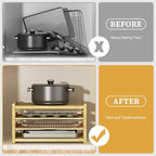 4 Tier Wooden Cabinet Tray Dividers, Kitchen Vertical Baking Sheet Organizer, Storing Pans, Baking Trays, Cutting Board