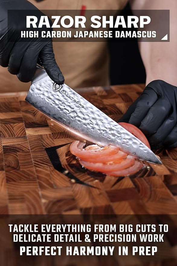 Dalstrong 2 Piece Set - Chef Knife 8 inch & Paring Knife 4 inch - Shogun Series ELITE - Damascus - Japanese AUS-10V Super Steel - G10 Black Handle - Razor Sharp - Full Tang Chef's Knife - Sheath