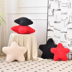 Xiashrk Star Pillow, Decorative Throw Pillows for Bed Couch, 15" Star Shaped Pillow Plush Floor Cushions Room Decor Pillow with Faux Rabbit Fur for Sofa Bedroom Living Room (Black, 19.6" x 19.6")