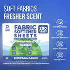 Sudstainables Fabric Softener Sheets for Washer – Eco-Friendly Laundry Softener Sheets for Washing Machines, Scented (200 loads)