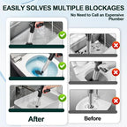 Toilet Plunger Drain Clog Remover, High Pressure Air Drain Remover Tool with Real-Time Barometer, Stainless Steel Clog Toilet Cleaner for Bathroom Kitchen Commercial Floor Sink(Black)