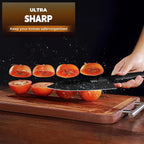 OOU Kitchen Knife Block Set - 15 Pieces High Carbon Stainless Steel Chef Knife Sets, Anti-Rust Black Knives Set with Built-in Sharpener Block, Walnut