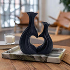 Ceramic Vases for Home Decor, Modern Heart Shaped Vase Set of 2, Matte Farmhouse Dried Fake Flowers Vase for Office, Living, Dining Room, Kitchen