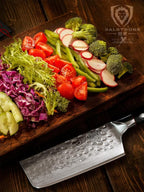 Dalstrong Nakiri Vegetable Knife - 6 inch - Shogun Series Elite - Japanese AUS-10V Super Steel - Black G10 Handle - Damascus - Hammered Finish - Vegetable Kitchen Knife - Sheath Included