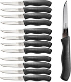Paring and Garnishing Knife, 12-Piece Set, Knives with Straight Edge 3 Inch Blade, Stainless Steel, Spear Point, Fruit and Vegetable Cutting and Peeling, Black