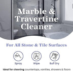 InterCare Marble and Travertine, Natural Stone & Terrazzo Liquid Cleaner, Shower & Tile Surface Care, Floor, Walls & Countertop Cleaner and Degreaser, 32 oz