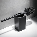 Freestanding Toilet Brush Holder for bathrooms 304 Stainless Steel Toilet Brush Stand Square Storage and Organization Rust Resistant 17-inch high Matte Black Finished
