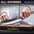 Huusk Butcher Knife 8.5 Inch Meat Cleaver Knife Japanese Vegetable Cleaver High Carbon Steel Meat Cutting Knife Hand Forged Knives for Home Kitchen BBQ with Present Box