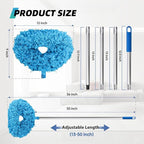 DRQ Ceiling Fan Cleaner Duster, 2 Pack Reusable Microfiber Duster with Extension Pole, 13 to 50 Inch Fan Blade Cleaner, Removable Dusters for Cleaning Walls Bookshelves Door Window Top (Blue)