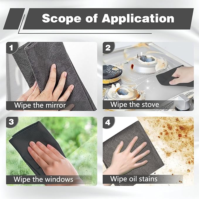 10pcs Thickened Magic Cleaning Cloth, Magic Cleaning Glass Cloth, Streak Free Reusable Microfiber Rag for Car, Window, Mirror, Kitchen (30x30cm)