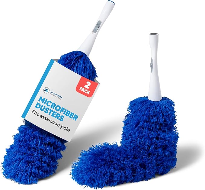 2 Pack of Microfiber Flexible Dusters | from Microfiber Wholesale | Clean Ceiling Fans, Cobwebs, Light Fixtures, Delicate Objects