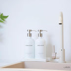 Glass Kitchen Soap Dispenser Set with Ceramic Tray,16.9 floz Hand and Dish Soap Dispenser for Kitchen and Bathroom Decor,White and Silver Kitchen Accessories(White Bottles + Silver Pumps)