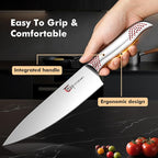 Japanese Knives Set for Kitchen, Magnetic Knife Set with Block and Sharpener, Stainless Steel Knife Set as Gift for Couple, Wedding, Women or Mom with Gift Box, 14 PCS Redd Dot