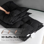 SNOWMAN Premium Down Comforter Cal King Size, Luxurious All Season Duvet Insert with Cotton Blended Fabric, 44oz Fill Weight Pinch Pleat Design Hotel Bedding Comforter (Black,108"x98")