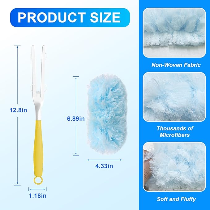 30 Count Dusters Refills with 1 Handle, Multi-Surface Disposable Duster, 360 Heavy Duty Duster Refills, Microfiber Duster kit, for Cleaning Home, Blinds, Fans, Corners