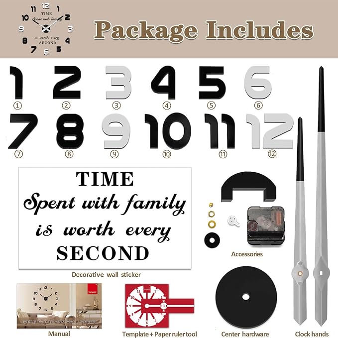 VANGOLD Design 3D Wall Clock for Classroom Decor