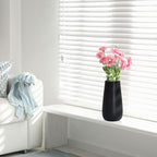 D'vine Dev 12 Inch Ebony Black Elegant Oval Ceramic Vase for Flowers, Home Décor Vase with Design Box, VS-LD-C-5