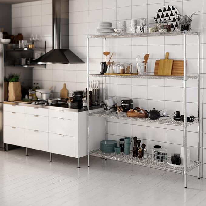 18" Deep x 60" Wide x 74" Height Wire Shelving Kit | 4-Tier | NSF Commercial Storage Rack Unit