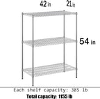 21" Deep x 42" Wide x 54" Height Wire Shelving Kit | 3-Tier | NSF Commercial Storage Rack Unit