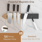 imarku Magnetic Knife Holder for Wall - 16 Inch Acacia Wood Magnetic Knife Strip with Powerful Magnet, Knife Magnetic Strip for Kitchen Utensil Organizer with 4 Hooks, Natural Acacia