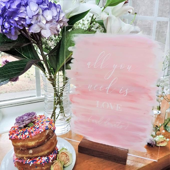 UNIQOOO 6 Pack 5.5” Wood Stands for Wedding Acrylic Sign, Extra Large Wooden Sign Holder for 1/8 Thick Plexiglass Sheets Up to 16”| Perfect for Table Numbers, Menu Display, Retail Sign, Restaurant