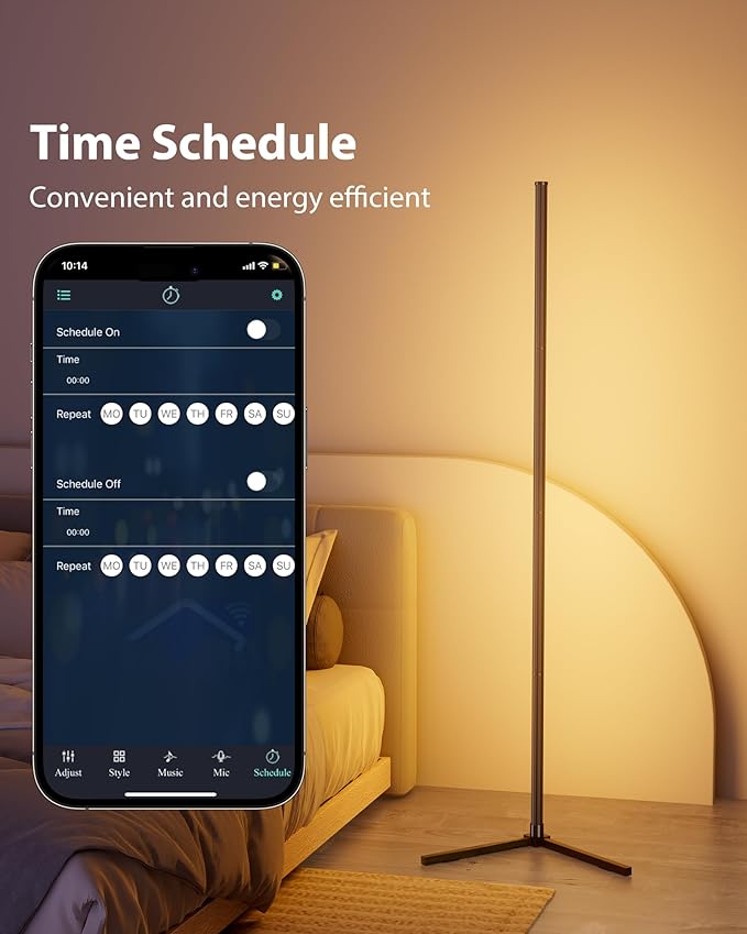 KFM Corner Floor Lamp, 65" Smart RGB LED Corner Lamp with App & Remote Control, 16M Colors,300+ Modes, Music Sync & Timer, Modern Mood Light for Living Room, Gaming Room & Bedroom (1)