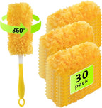 30 Pack Duster Refills for Swiffer Duster,360° Heavy Duty Duster Kit with 1 Handle,Multi-Surface Duster Refills for Cleaning,Unscented&Disposable Electrostatic Microfiber Dusters