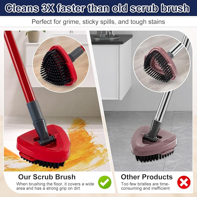 Scrubber Mop Head for Ocedar, Upgrade Scrub Brush for Ocedar, Spin Mop Scrub Brush Head for Ocedar RinseClean 2-Tank, More Bristles Scrub Brush Attachment for Bathroom, Deck, Kitchen Floor Cleaning