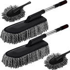 Tanlade 4 Pack Microfiber Car Duster Exterior Scratch Free with Extendable Handle Auto Duster Exterior Dust Cleaning Tools for Car Brush for Cars Truck Bike RV Boats Motorcycle (Gray)