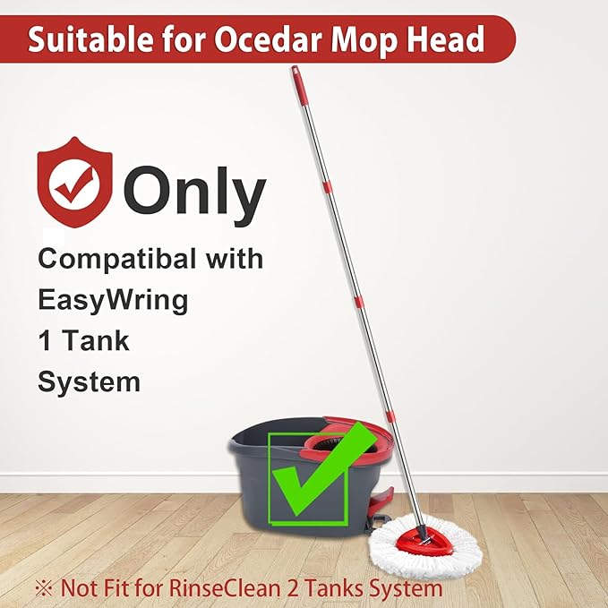 4-Section Spin Mop Replacement Handle- 2.5-5 Foot Mop Handle Replacement Stick Only Compatible with O Cedar Mop EasyWring (Mops Head & Base Not Included)