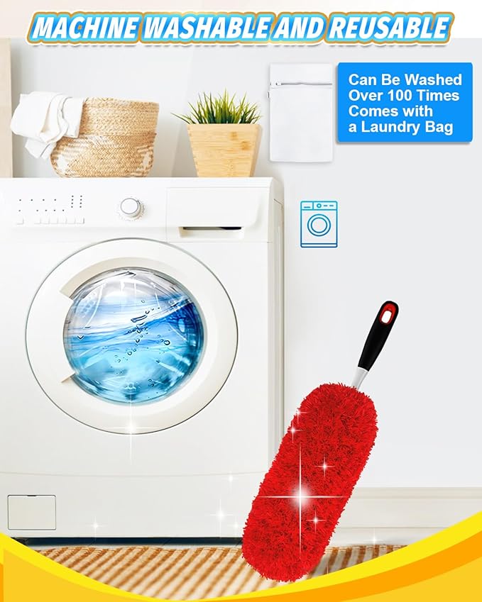 KEEPOW 4 Pack Microfiber Heavy Duty Reusable Duster Refills Compatible with OXO Duster, Microfiber Dusters for Cleaning Compatible with OXO Microfiber Duster for Ceiling(Handle is Not Included)