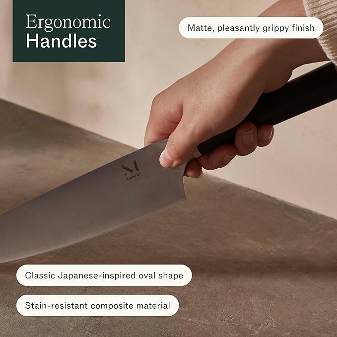 Material, The 8" Japanese Chef's Knife For Chopping & Cutting, Razor-Sharp Strong Blade, Carbon Stainless Steel, Almost Black